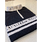 Cavalleria Toscana Flocked Stripe CT Logo L/S Jersey Zip Comp. JR Navy