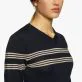 Cavalleria Toscana Merinos Blend V-Neck Stripped Knit Sweater Navy