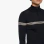 Cavalleria Toscana Merinos Blend Half Zip Turtleneck Striped Knit Sweater Navy