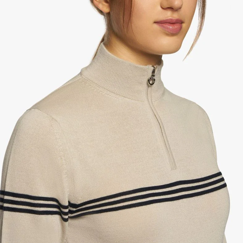 Cavalleria Toscana Merinos Blend Half Zip Turtleneck Striped Knit Sweater Mud