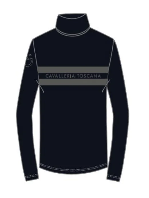 Cavalleria Toscana Unisex Training Polo w. Stripe Flock Navy