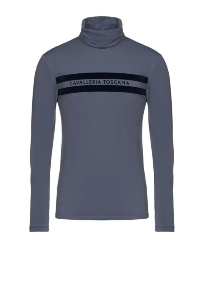 Cavalleria Toscana Unisex Training Polo w. Stripe Flock Grå
