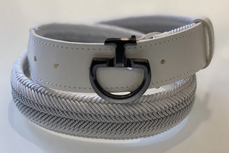 Cavalleria Toscana Chevron Stripe Belt Hvid/sølv