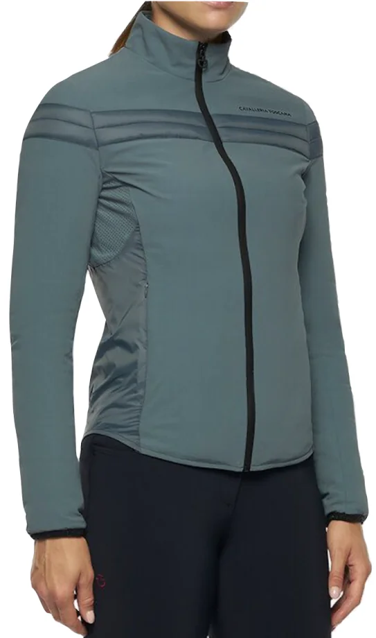 Cavalleria Toscana Jersey and Nylon Stripe lightweight Padded Jacket Coral Blue