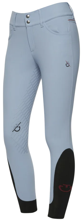 Cavalleria Toscana Team Red Stripe Full Grib Breeches Light Blue