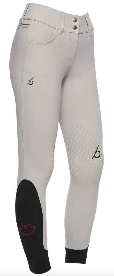 Cavalleria Toscana Team Red Stripe High Waist Breeches Light Grey