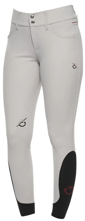 Cavalleria Toscana Team Red Stripe Full Grib Breeches Light Grey