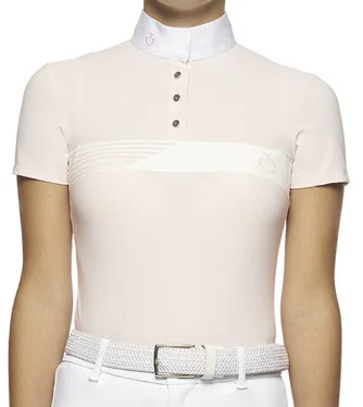 Cavalleria Toscana Racing Stripe Print S/S Jersey Competition Polo Lyserød