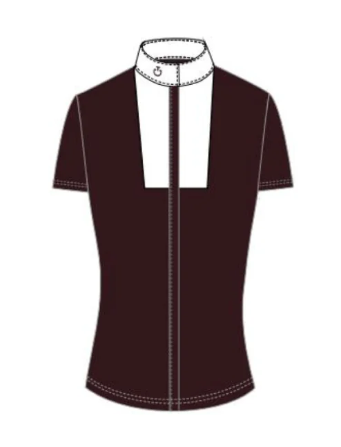 Cavalleria Toscana Embossed Stripe Shirt w. Bib Bordeaux